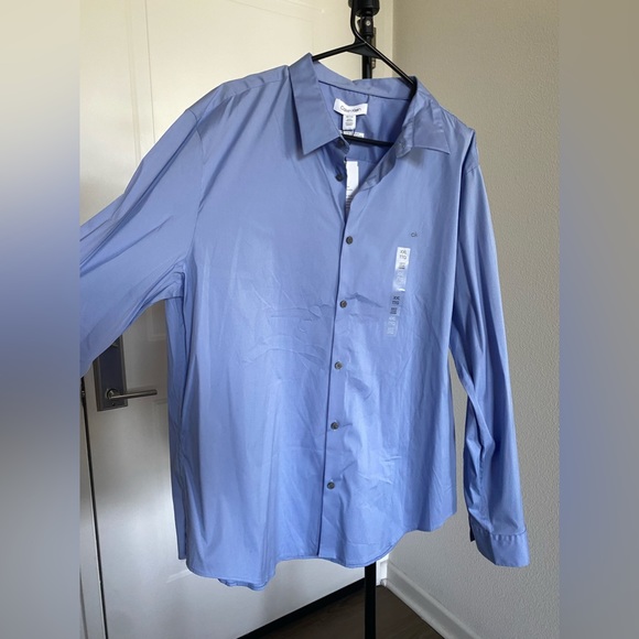 CALVIN KLEIN Blue Stretch Cotton shirt - Picture 2 of 5
